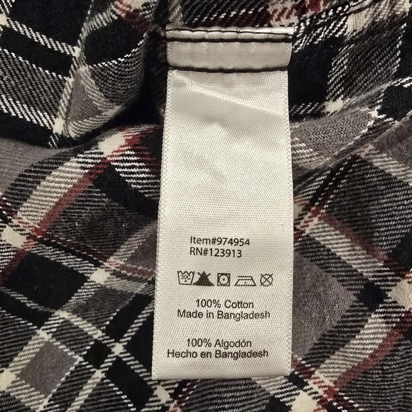 Jachs Mens Large Grey & Black Plaid Cotton Button-Up Long Sleeve Shirt Flannel. - Picture 10 of 13